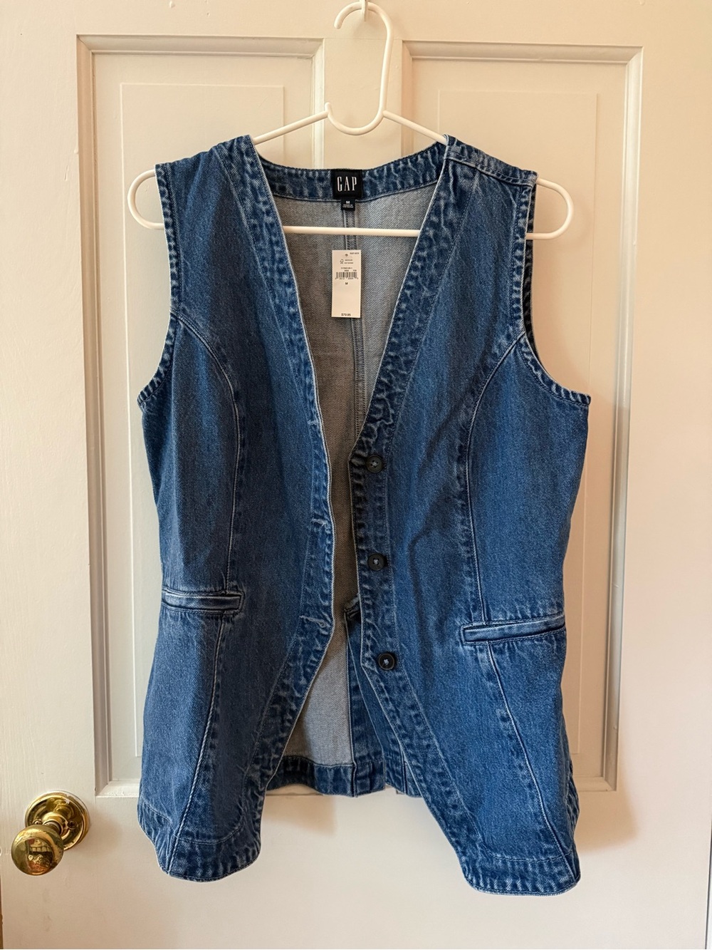 GAP Denim Button Front Vest in Blue